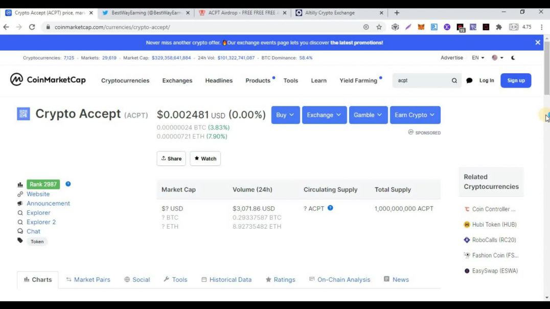 5000 ACPT for all tasks done and 2000 extra ACPT for 100 referrals